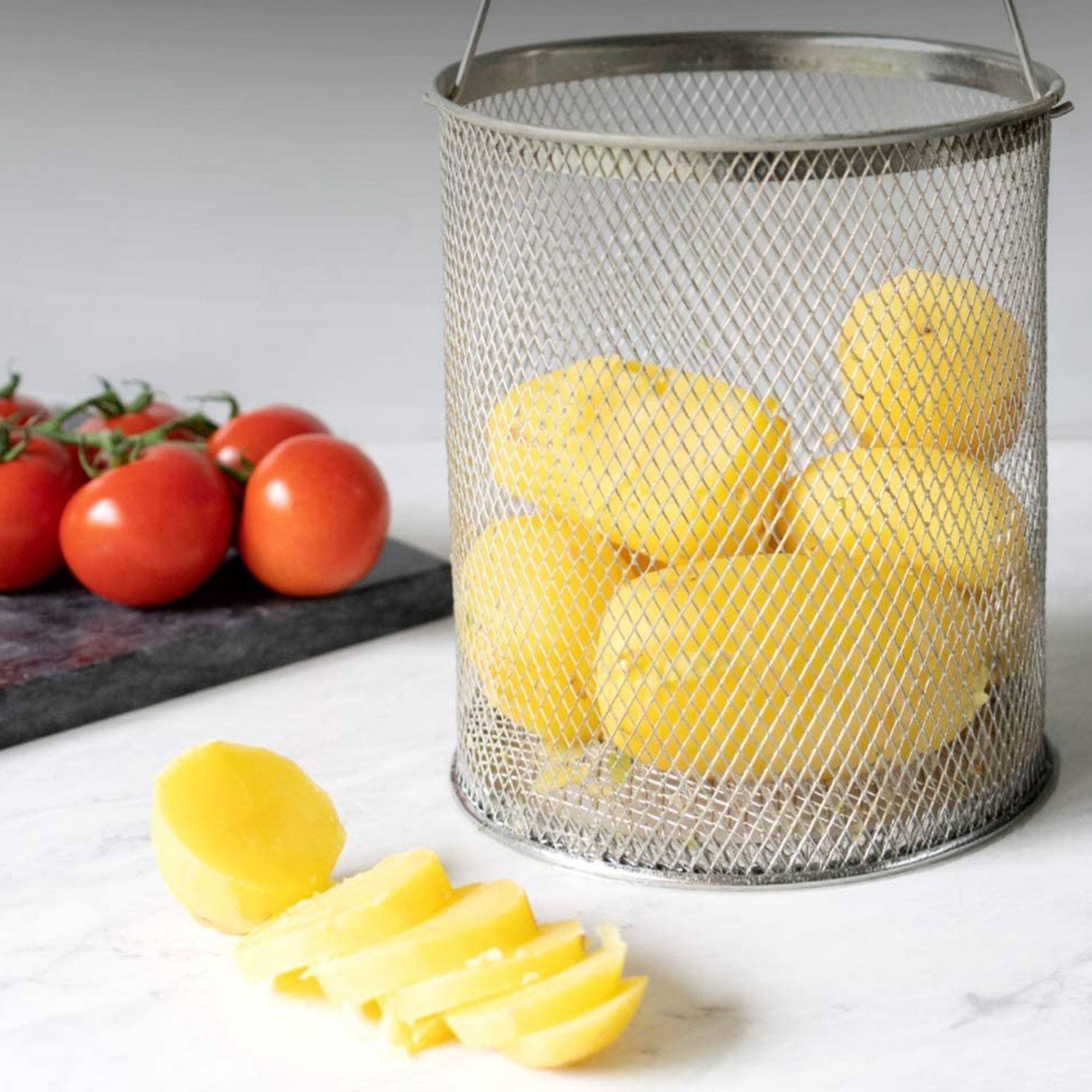 cacerola de espárragos en acero inoxidable ø16x21cm de fondo encapsulado y tapa de cristal