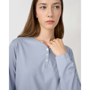 Pijama largo de algodón con escote pico solta índigo