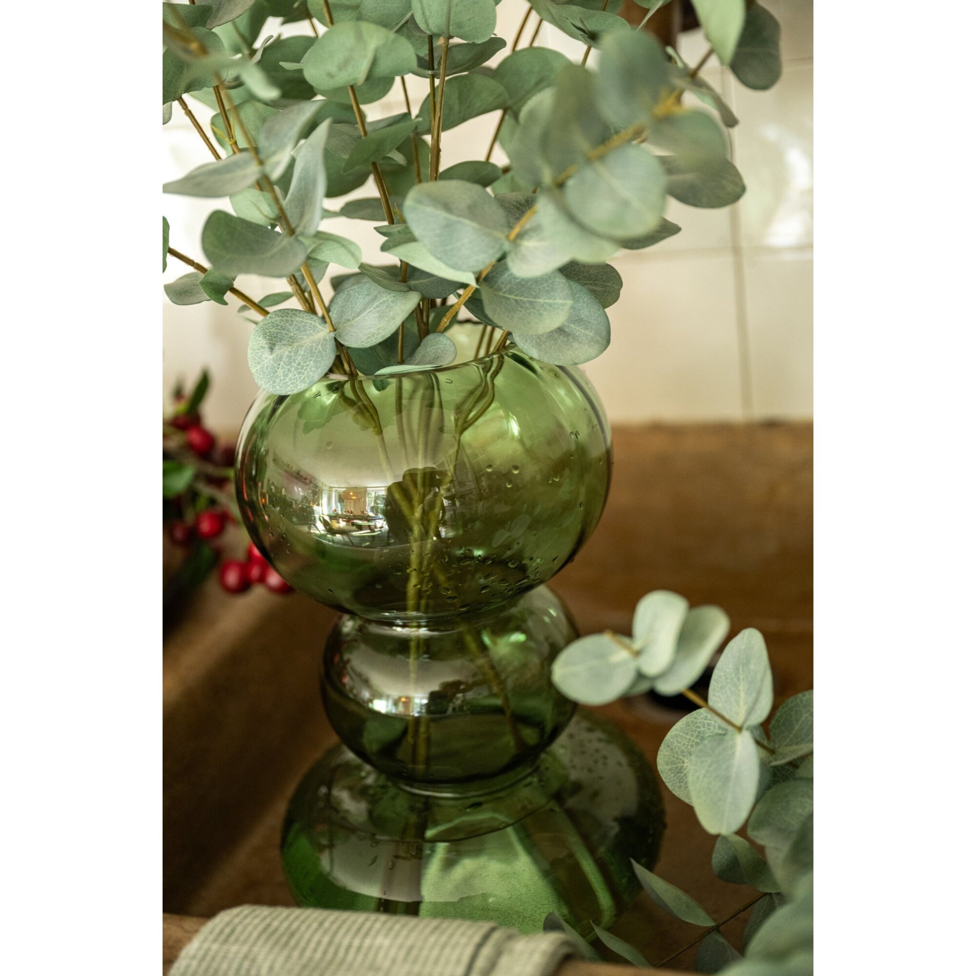 J-Line Vase Bulle Rond Verre Vert Large