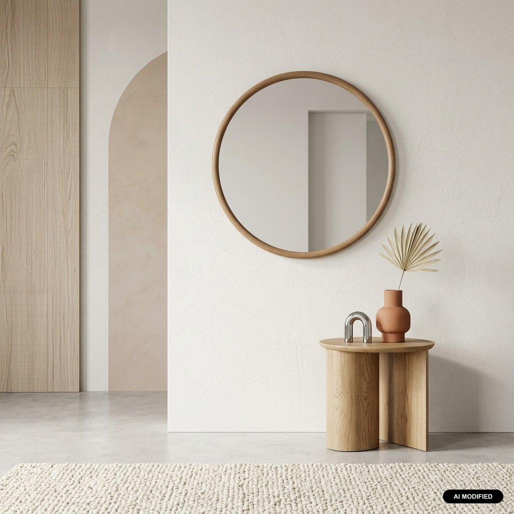 Miroir rond bois d'hévéa Ø60cm IVY