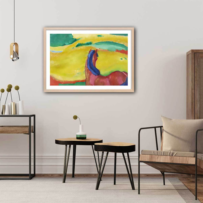 Poster Chevaux dans le paysage par Franz Marc Affiche + cadre en bois - Chêne