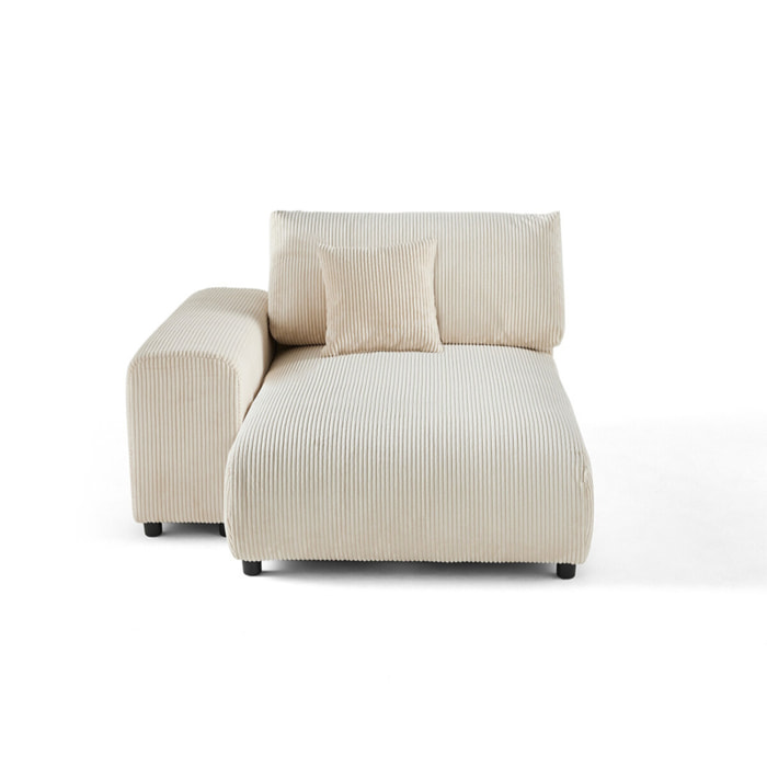 Garance - module d'assise méridienne gauche - en velours côtelé - Beige