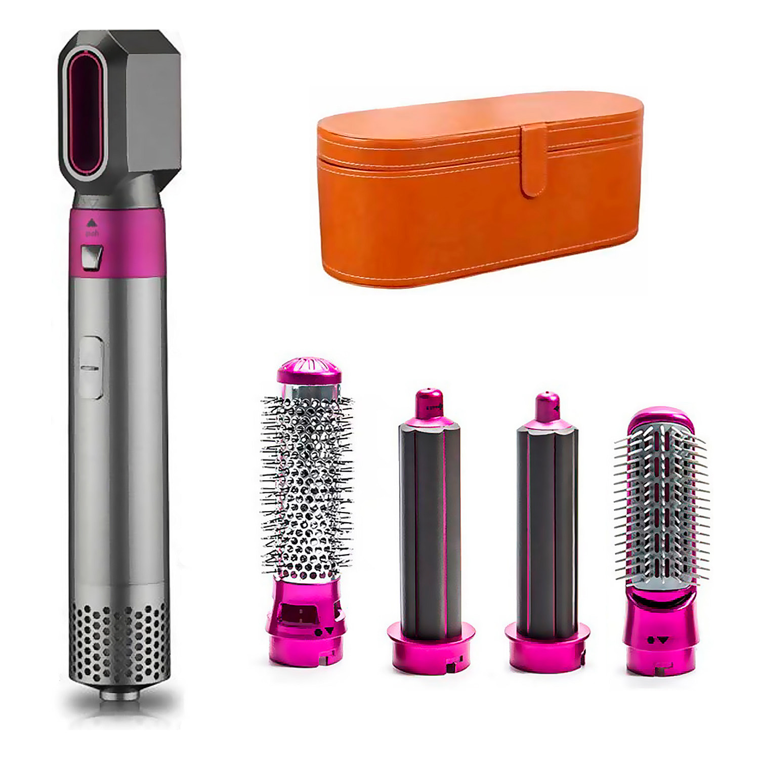 Asciugacapelli 5 in 1, permette di lisciare, asciugare, arricciare e molto altro. Include una custodia per tenere tutto in ordine e facilitare il trasporto.