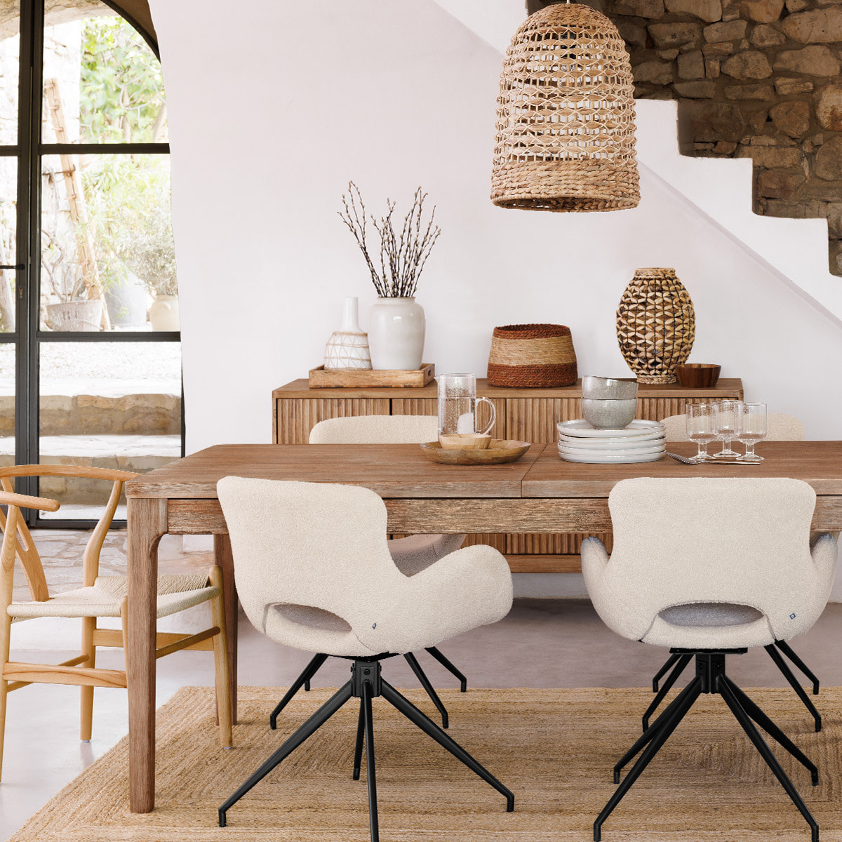 Lampe "Sand" - fibre végétale H40 cm