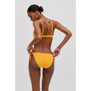 Slip bikini annodato in micropiqué blu