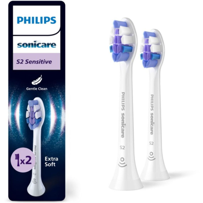 Brossette dentaire PHILIPS Sonicare lot de 2 - HX6052/87 white Sensitive S2