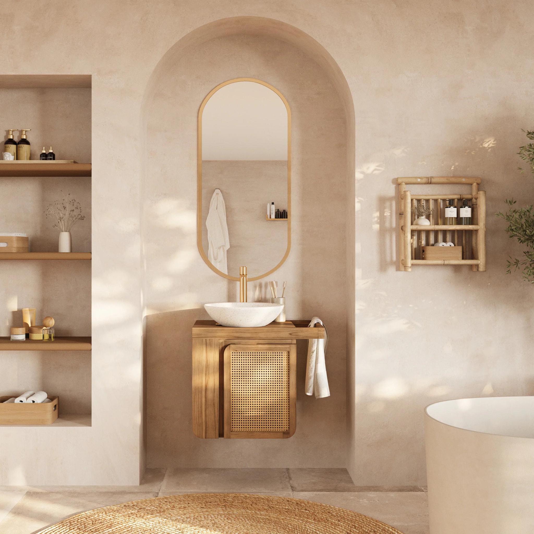 Petite étagère suspendue en bambou - Bami