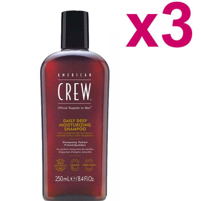 AMERICAN CREW Kit Champú Hidratante Diario 250ml 3 Piezas