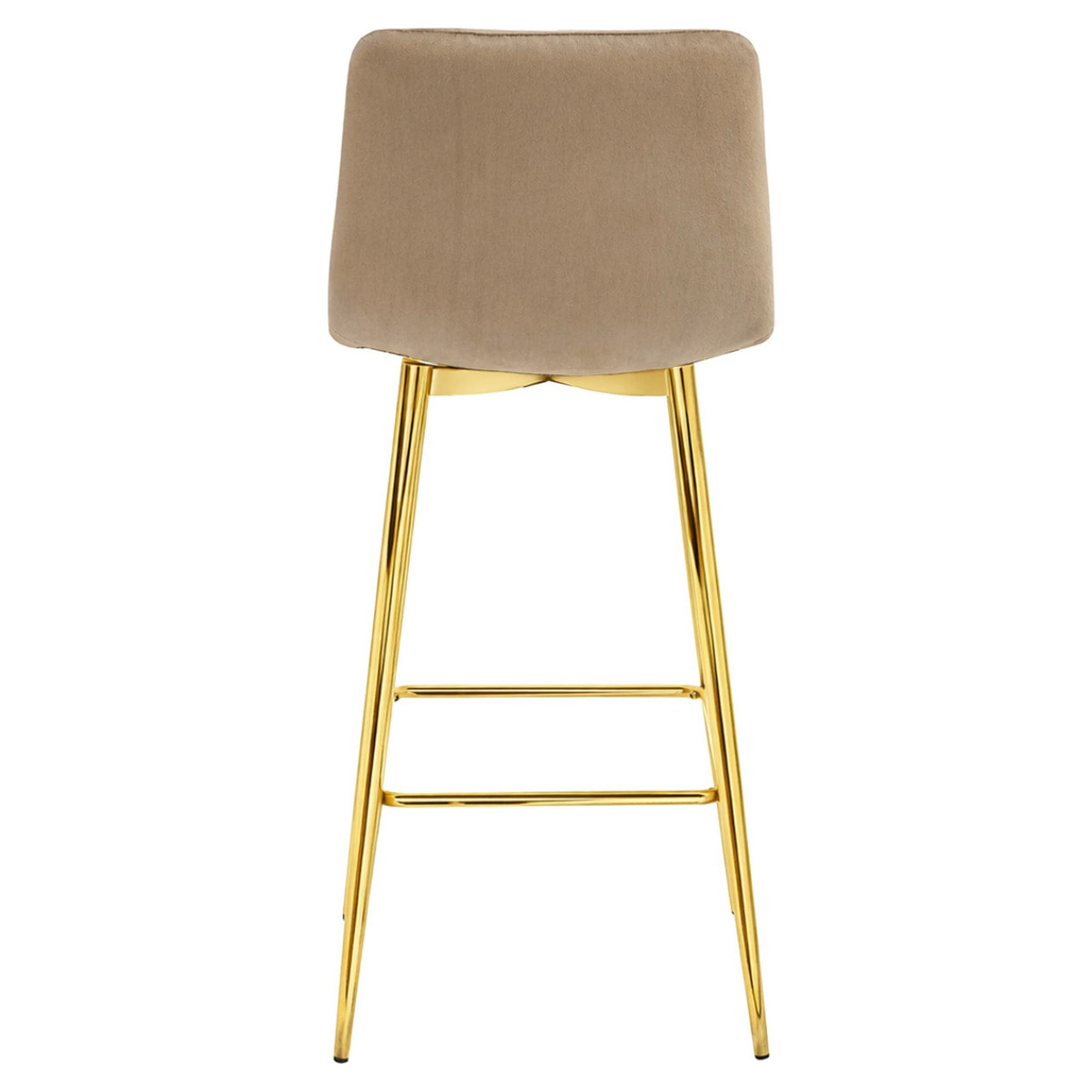 Sgabello Arceto in velluto marrone con gambe dorate