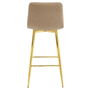 Sgabello Arceto in velluto marrone con gambe dorate