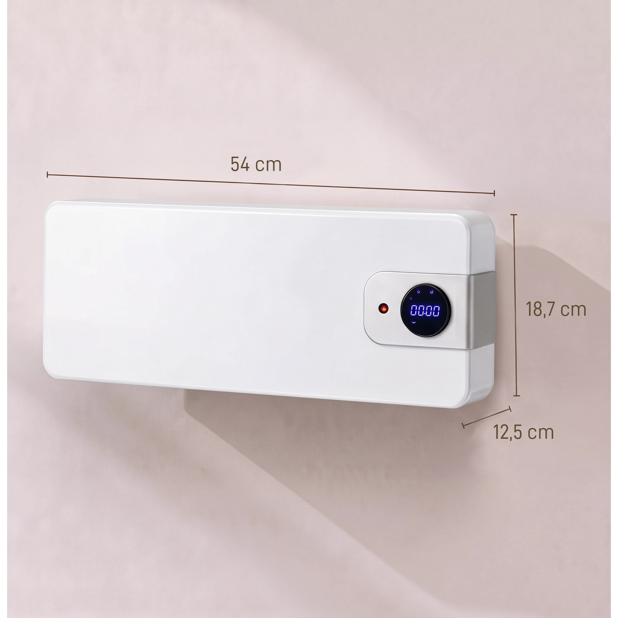 HOMCOM Calefactor Eléctrico Cerámico de Pared, 2000W, con WiFi App, 3 Modos, Pantalla LED, Termostato Regulable, Temporizador 24h, Oscilación, Mando a Distancia y Detección de Ventanas Abiertas