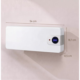 HOMCOM Calefactor Eléctrico Cerámico de Pared, 2000W, con WiFi App, 3 Modos, Pantalla LED, Termostato Regulable, Temporizador 24h, Oscilación, Mando a Distancia y Detección de Ventanas Abiertas