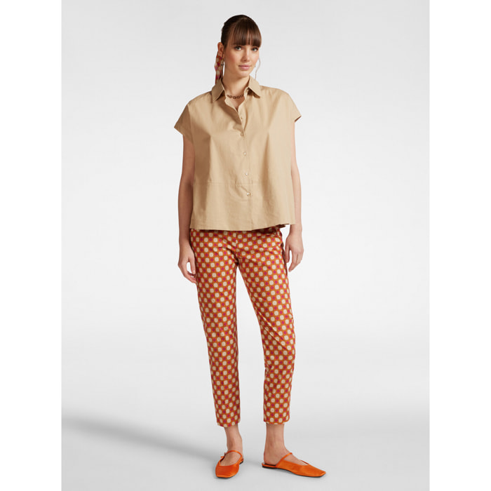 Elena Mirò - Pantalón recto estampado - Naranja sol