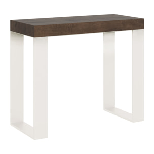 Console Extensible 90x40/300 cm Tecno Gris Béton cadre Blanc