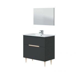 Mueble de baño Lotto 80 Antracita - Roble