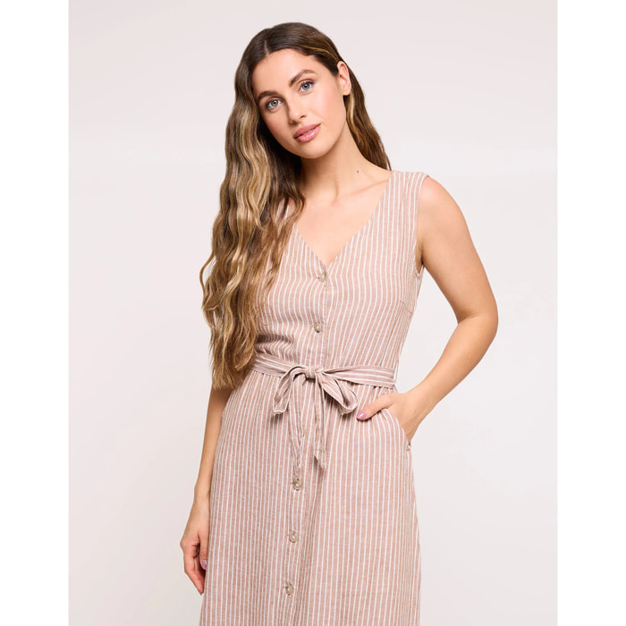 Vestido Midi Marrón - Coffee Stripe