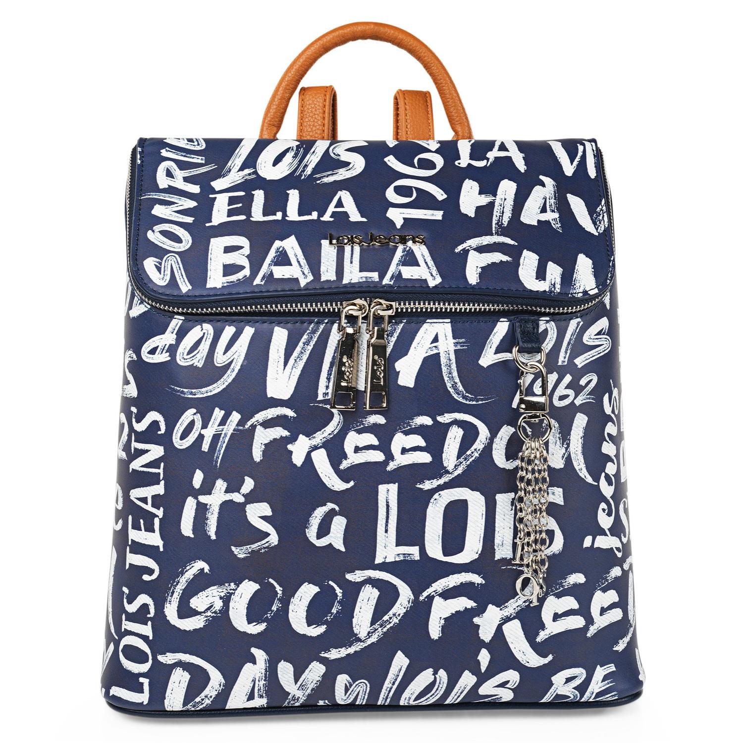 Bolso Mochila Mujer Lois Words Azul Marino