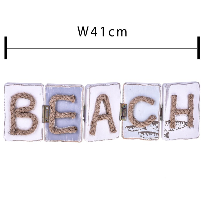 Scritta Beach Legno 41 Cm - Pezzi 3 - 41X12X1,5cm - Colore: Incolore - Bianchi Dino - Marina, Decori Tema Marino