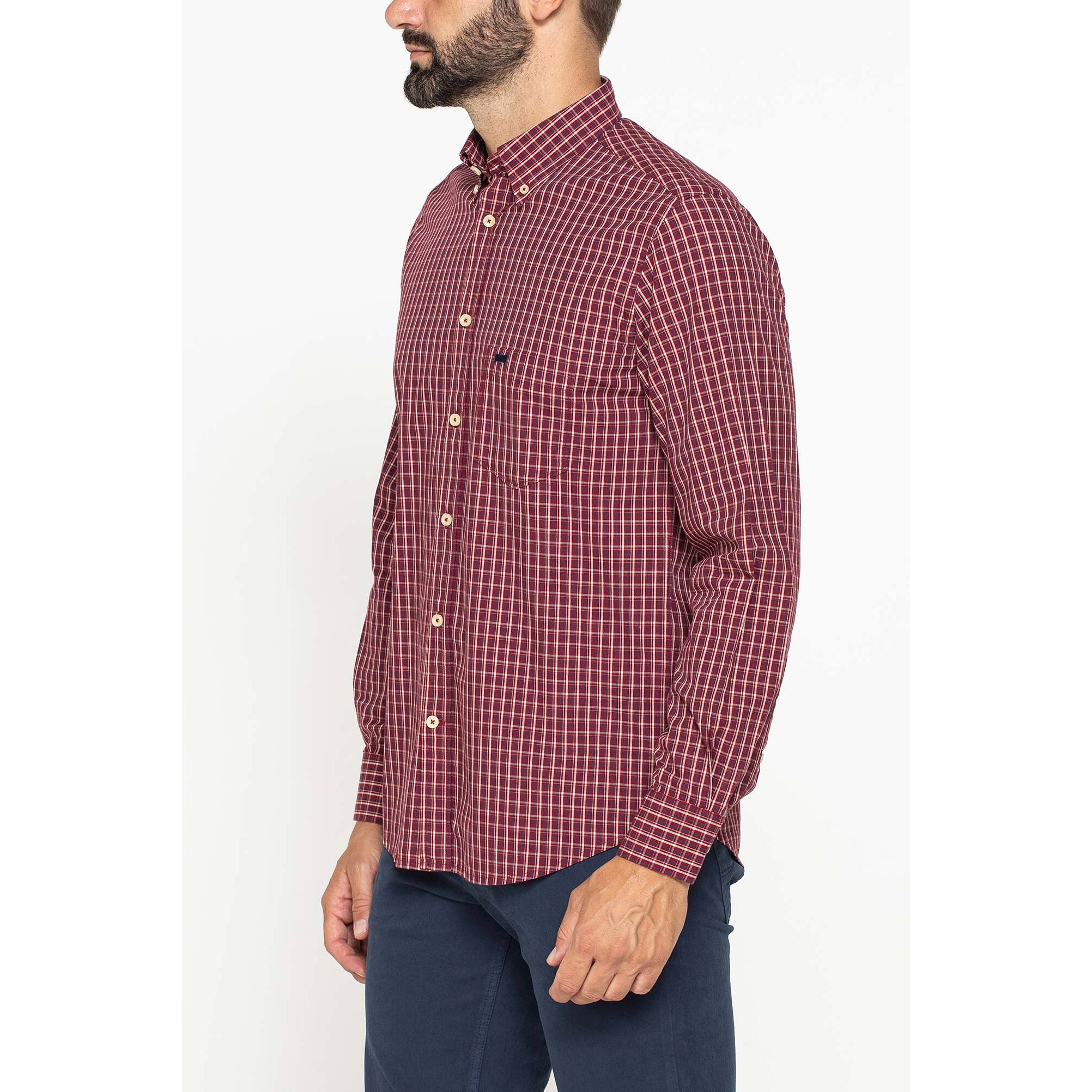 CAMICIA FANTASIA TINTO FILO CON COLLO BUTTON-DOWN