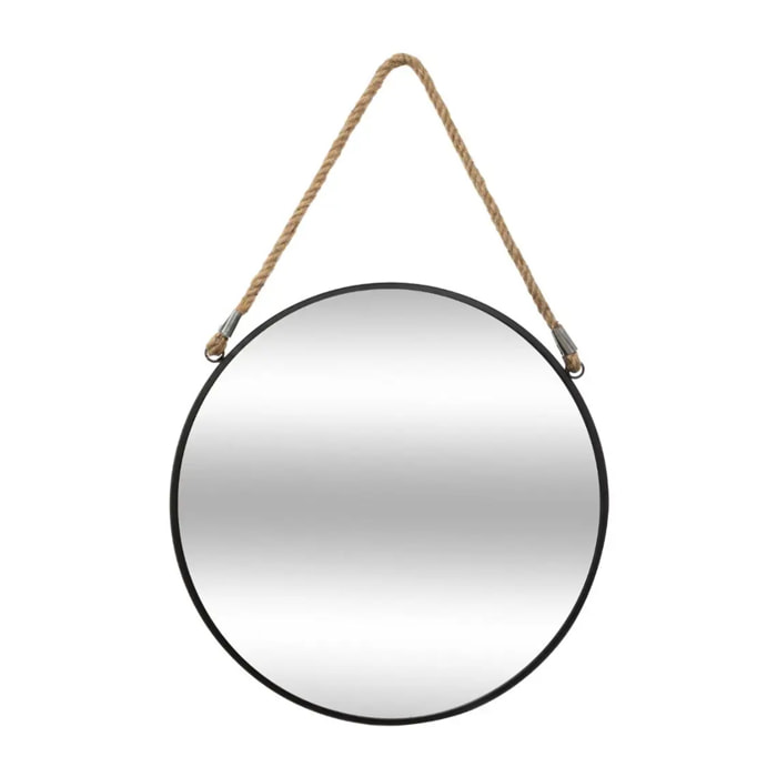 Miroir "Corde" noir - métal D38 cm