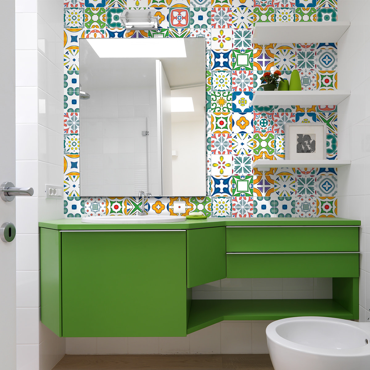 Stickers muraux - Sticker Mural Carrelage adhésif Cuisine Salle de Bain - 24 STICKERS CARRELAGES AZULEJOS DULCIA