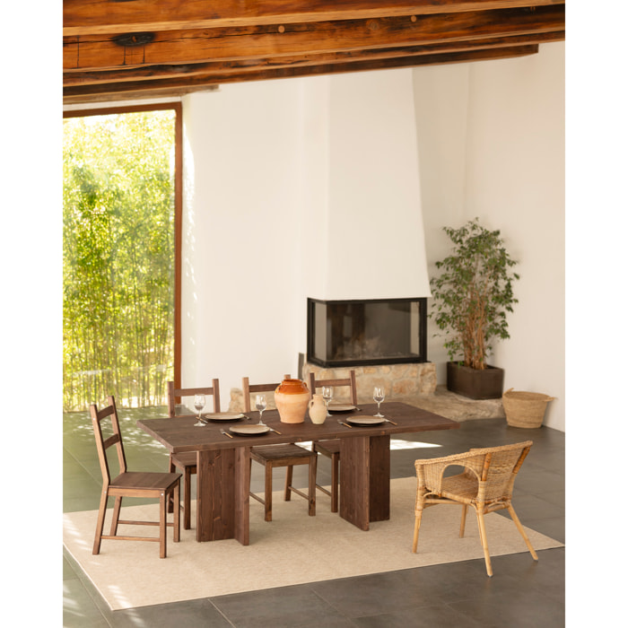Table à manger en bois massif ton noyer en différentes tailles
