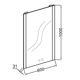 Miroir LED 2 trous 60 cm + mitigeur lavabo encastré Grands Boulevards Noir mat + corps encastré