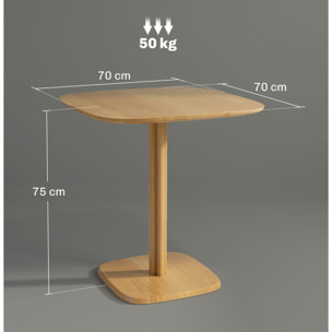 Mesa de Comedor de Madera, Mesa de Cocina Cuadrada para 4 Personas, Base Cuadrada, para Espacios Pequeños, Salón, 70x70x75 cm, Madera Natural