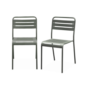 Lot de 2 chaises de jardin acier. 2 places. savane. Amelia. L44 x P52 x H79cm