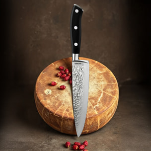 Carbon - Couteau de chef 16 cm martelé avec protection de lame