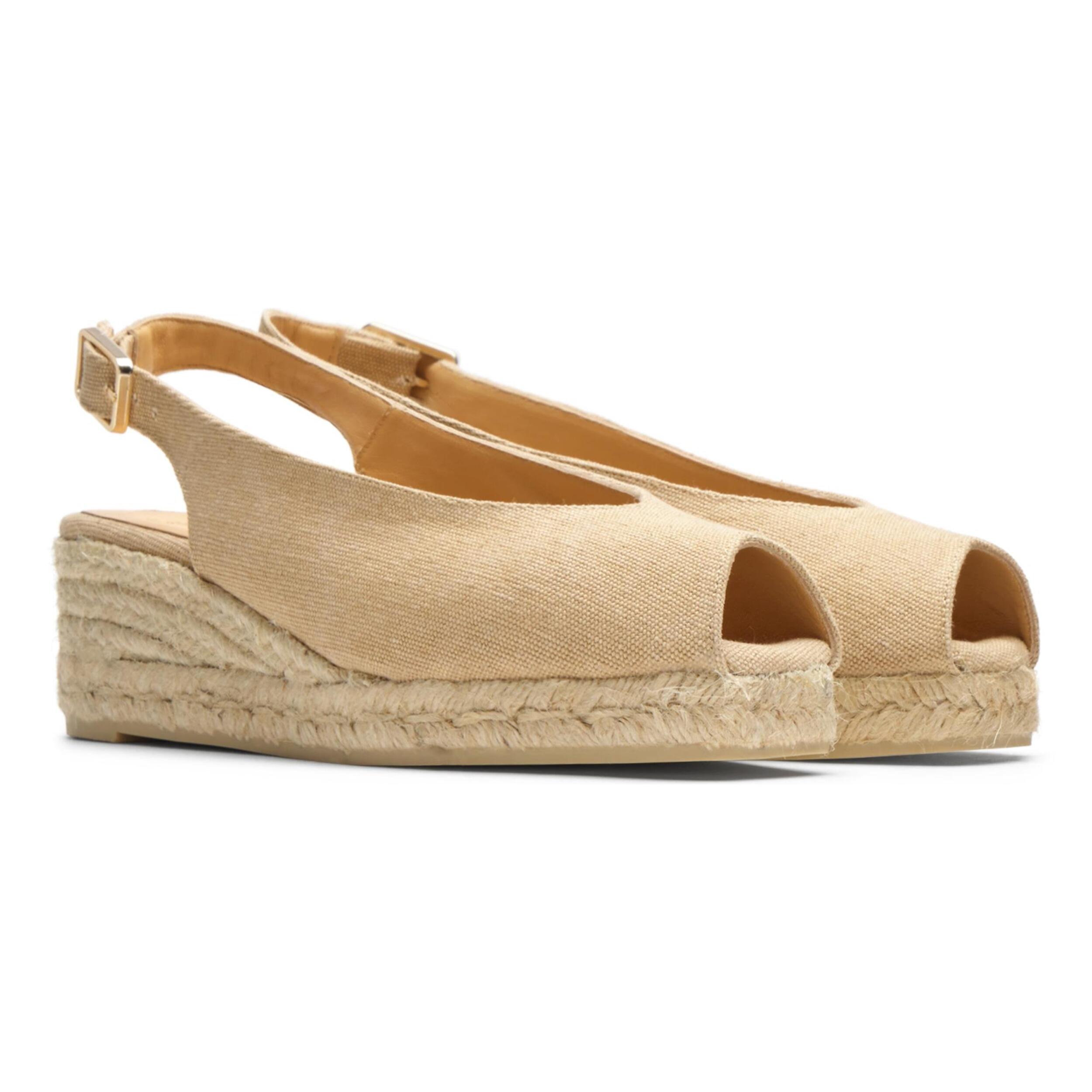 Alpargatas de cuña de mujer Dosalia en algodón acabado lavado, yute a tono