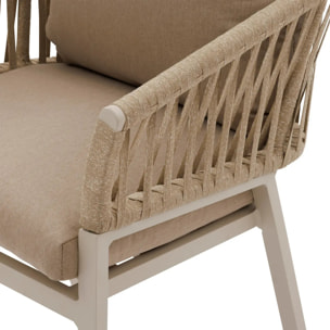 Lot de 2 fauteuils de jardin "Oriengo" beige & argile aluminium mailles tressées et polyester