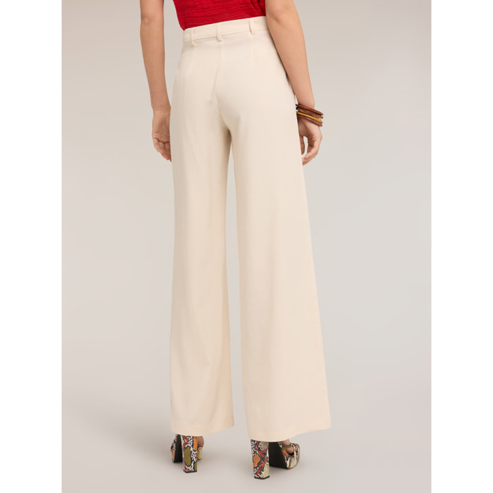 Motivi - Pantalones palazzo de mezcla de lino - Beige