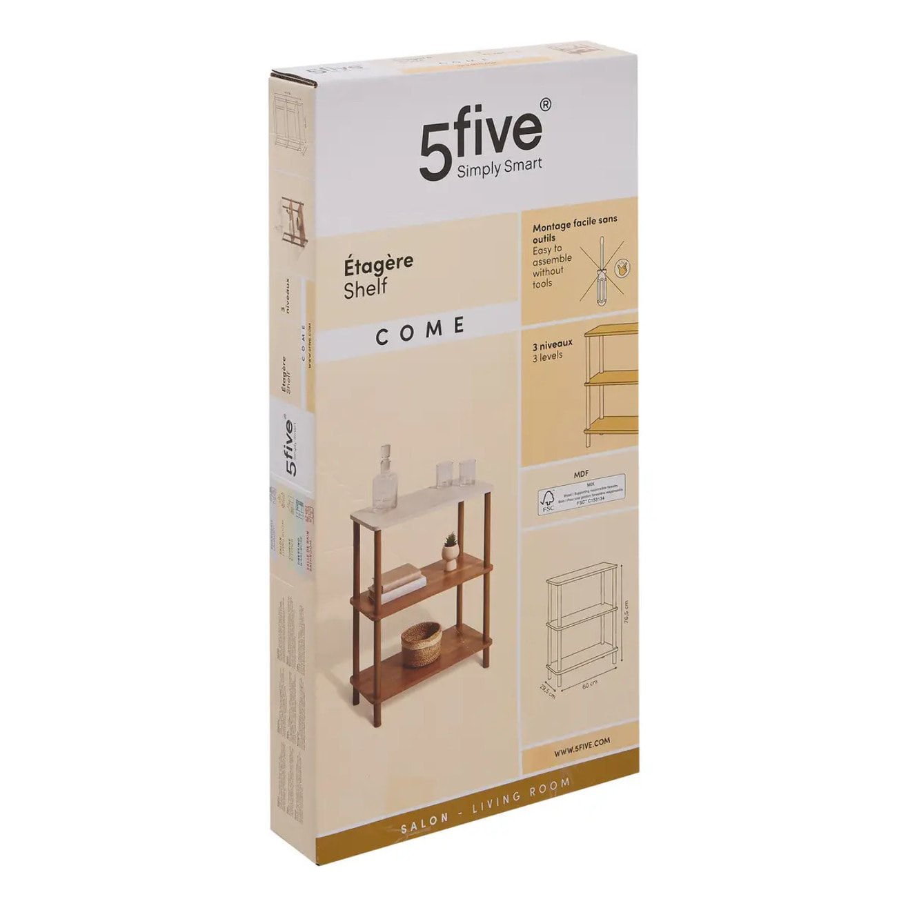 Etagère 3 niveaux Come bois et effet marbre