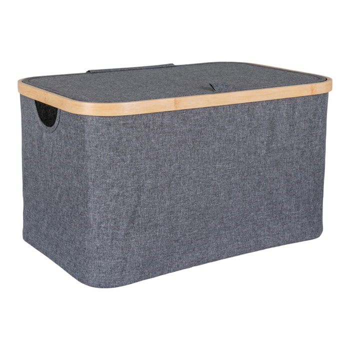 Cestino Noto in bambù e tessuto grigio scuro 45x30x25 cm