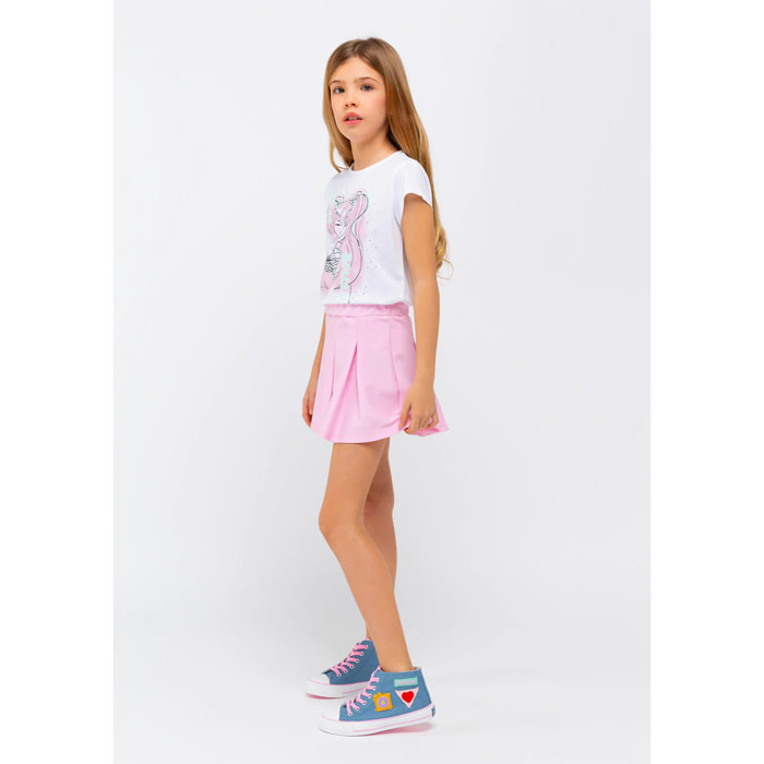 Falda Niña Plisada Rosa