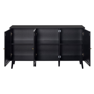Goto - buffet bas - noir et cannage - 3 portes - 140 cm - Noir