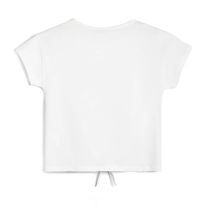 Camiseta de Niña Con Nudo en Blanco