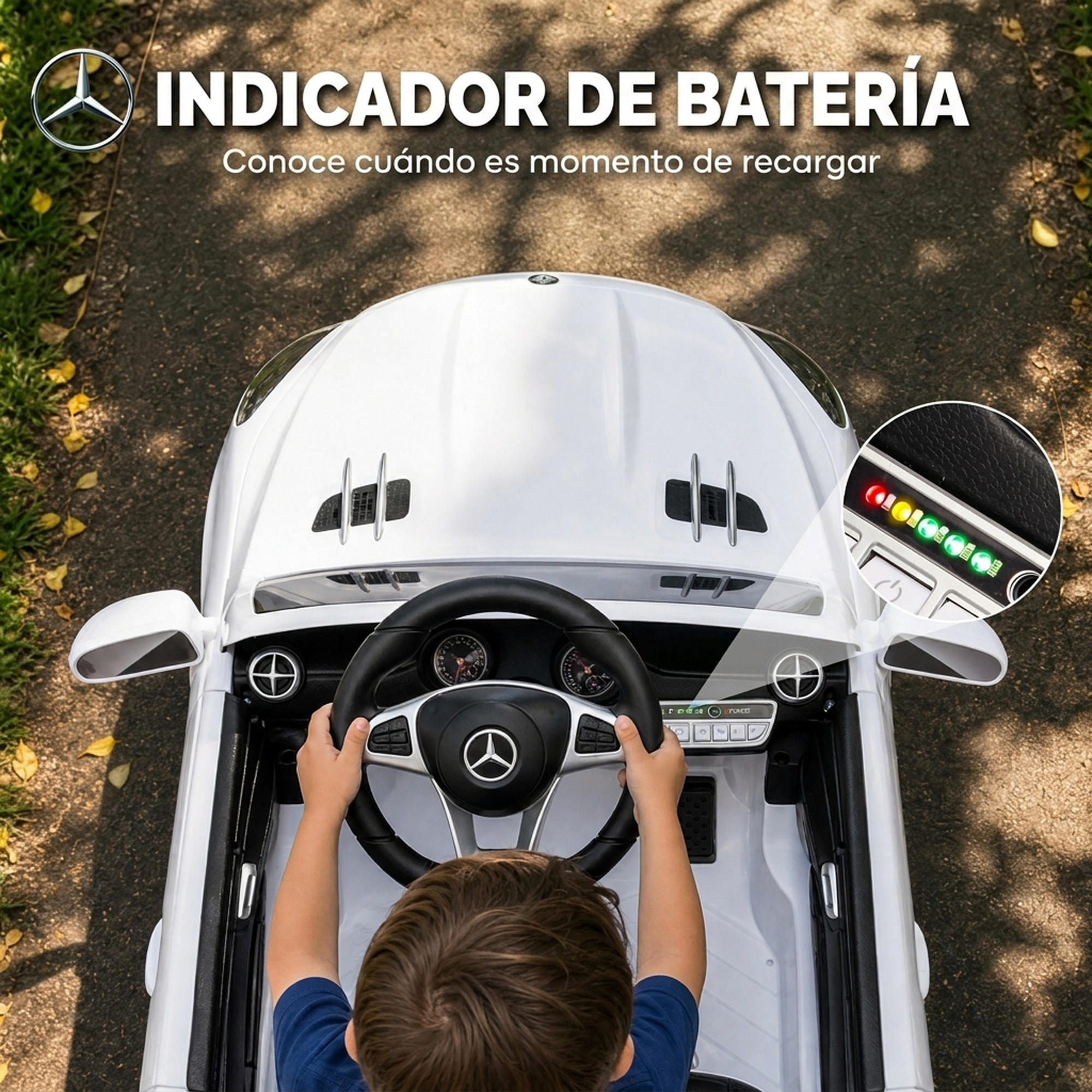 Coche Eléctrico para Niños Mercedes-Benz SL500 Coche de Batería Litio 12V con Mando a Distancia 2,4G 2 Motores Suspensión Arranque Suave Luces Música Claxon Bluetooth 3-5 Años 3-5 km/h Blanco
