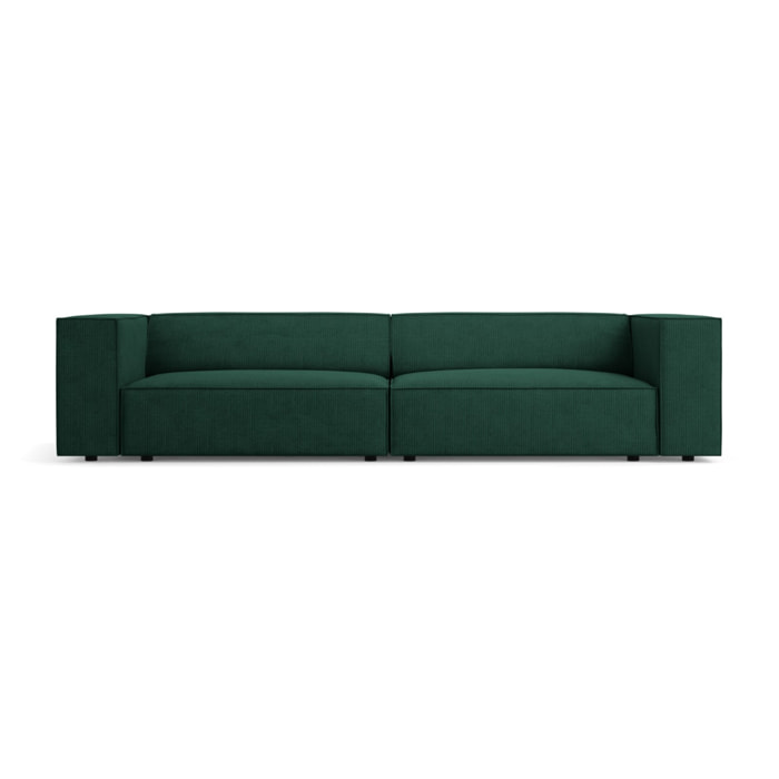 Canapé "Arendal" 4 places en chenille avec un effet côtelé vert bouteille