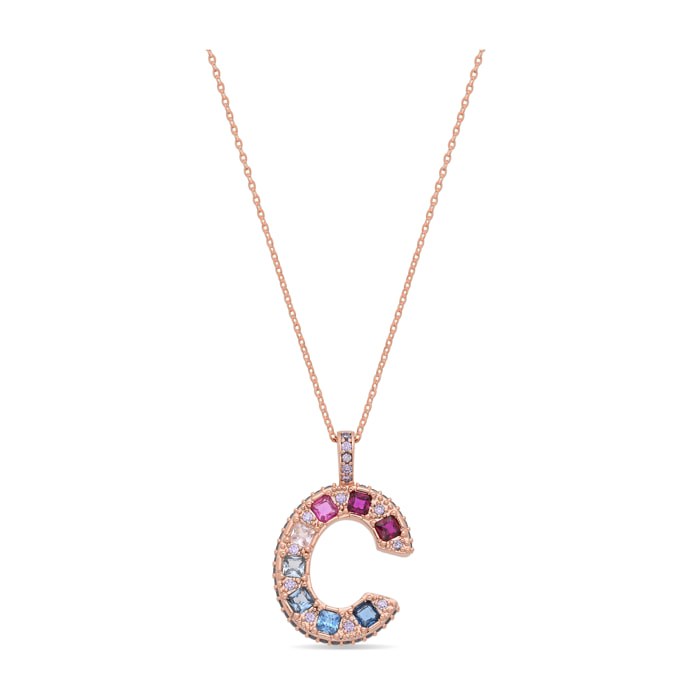 Collar C acabado oro rosa 18k