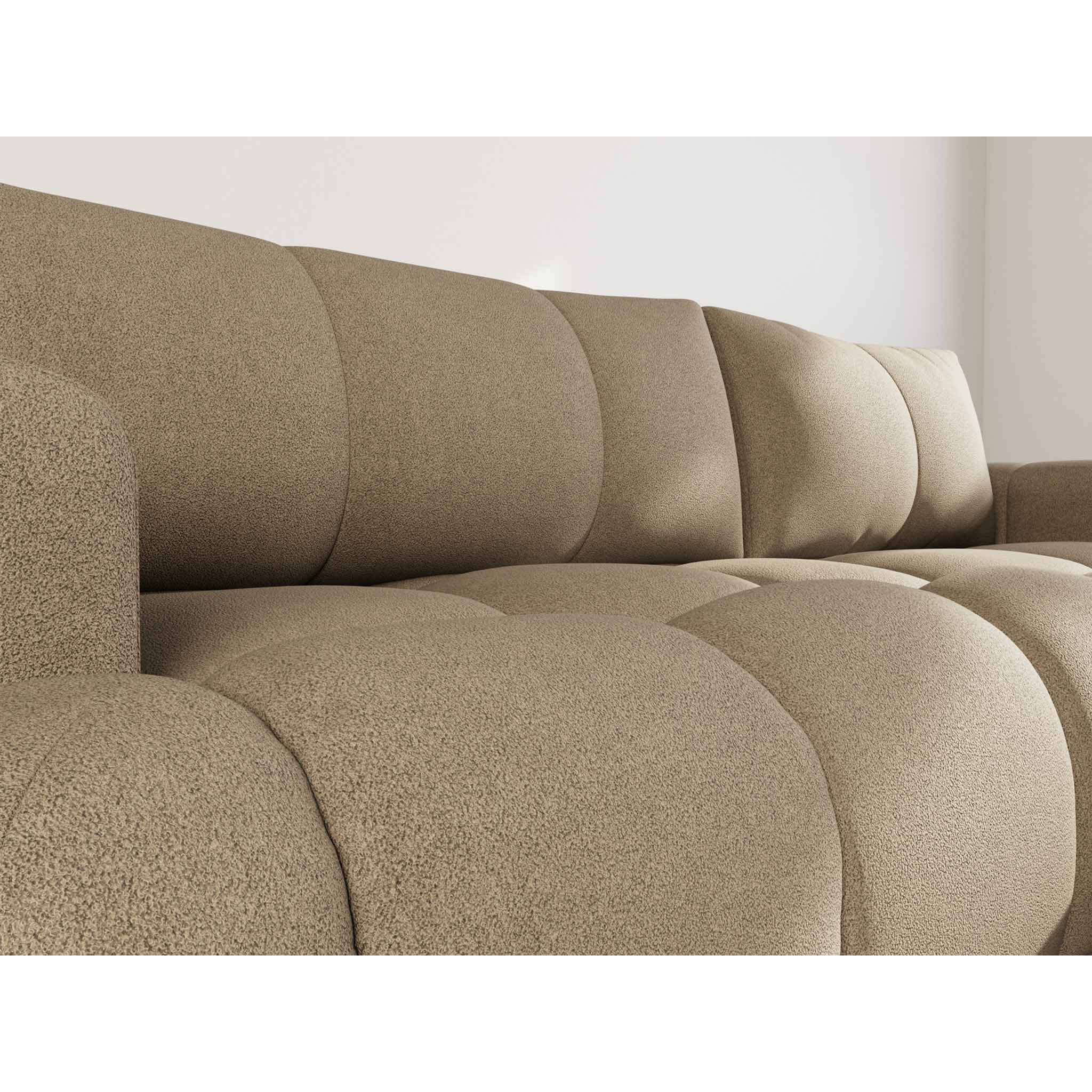 Yulin - Canapé d'angle droit 4 places convertible avec coffre en tissu bouclette - Marron