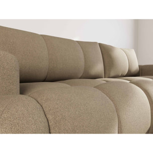 Yulin - Canapé d'angle droit 4 places convertible avec coffre en tissu bouclette - Marron
