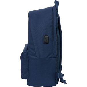 Mochila doble para portatil 15,6"+usb real madrid chica marino