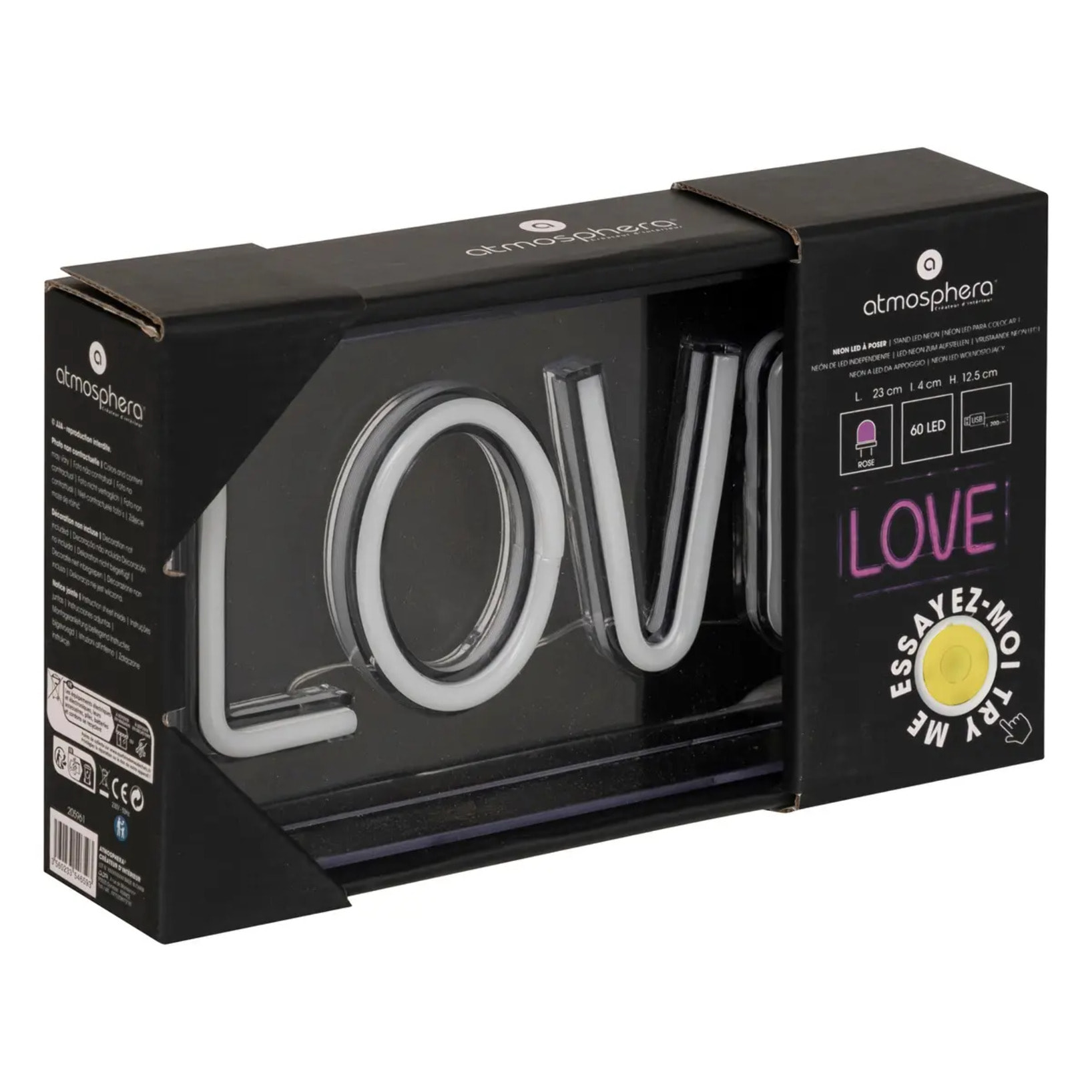 Tube néon à poser led "Love" rose L 23cm