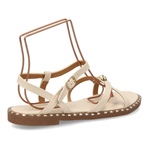 Sandalia plana mujer elegante verano con tachuelas