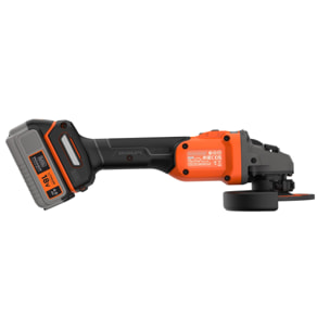 Meuleuse BRUSHLESS 18V - 7600 trs/min, 115 mm, 1 batterie 4Ah, 1 chargeur 1A, 3 disques, 1 sac de transport