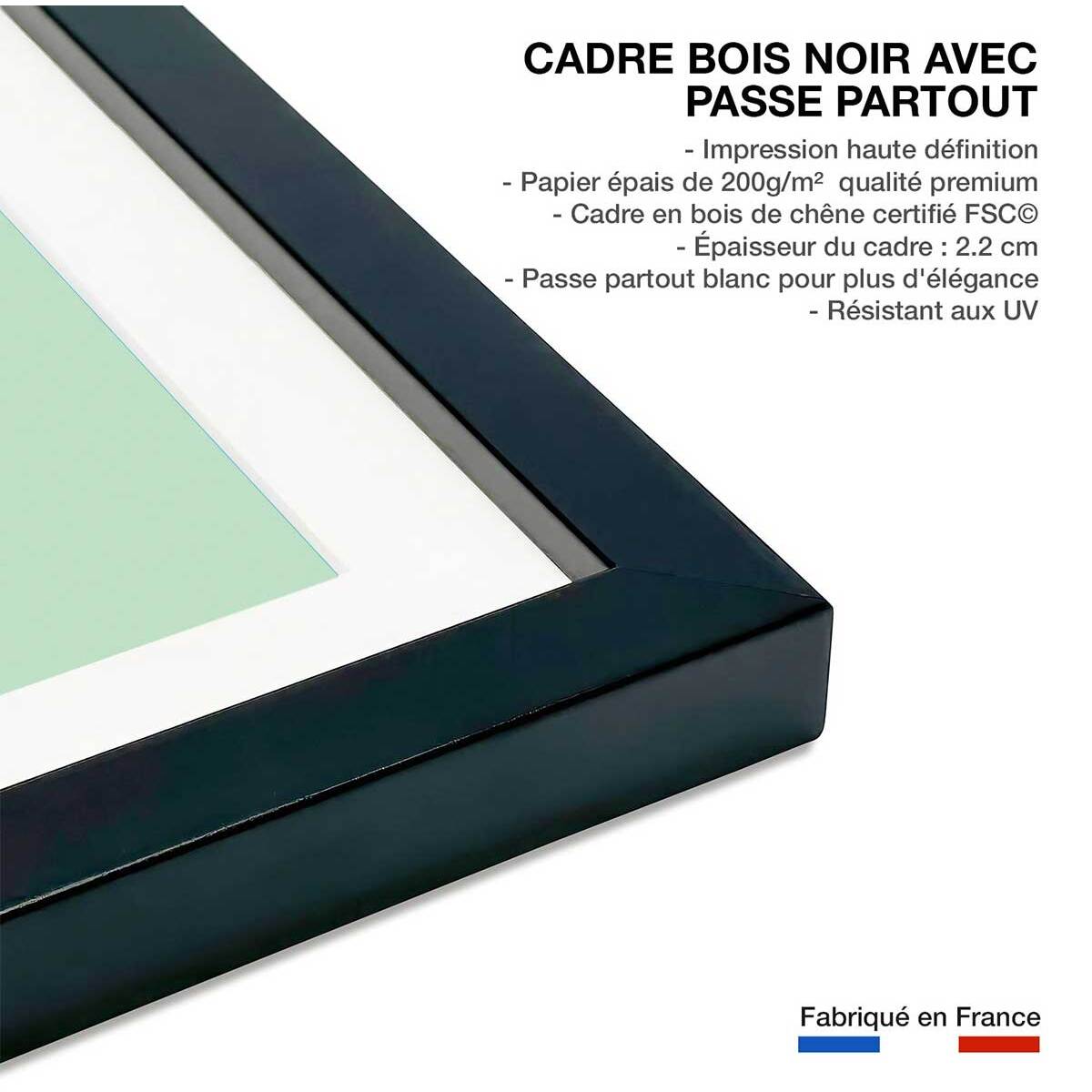 Affiche enfant crocodile vert  Affiche sous cadre noir
