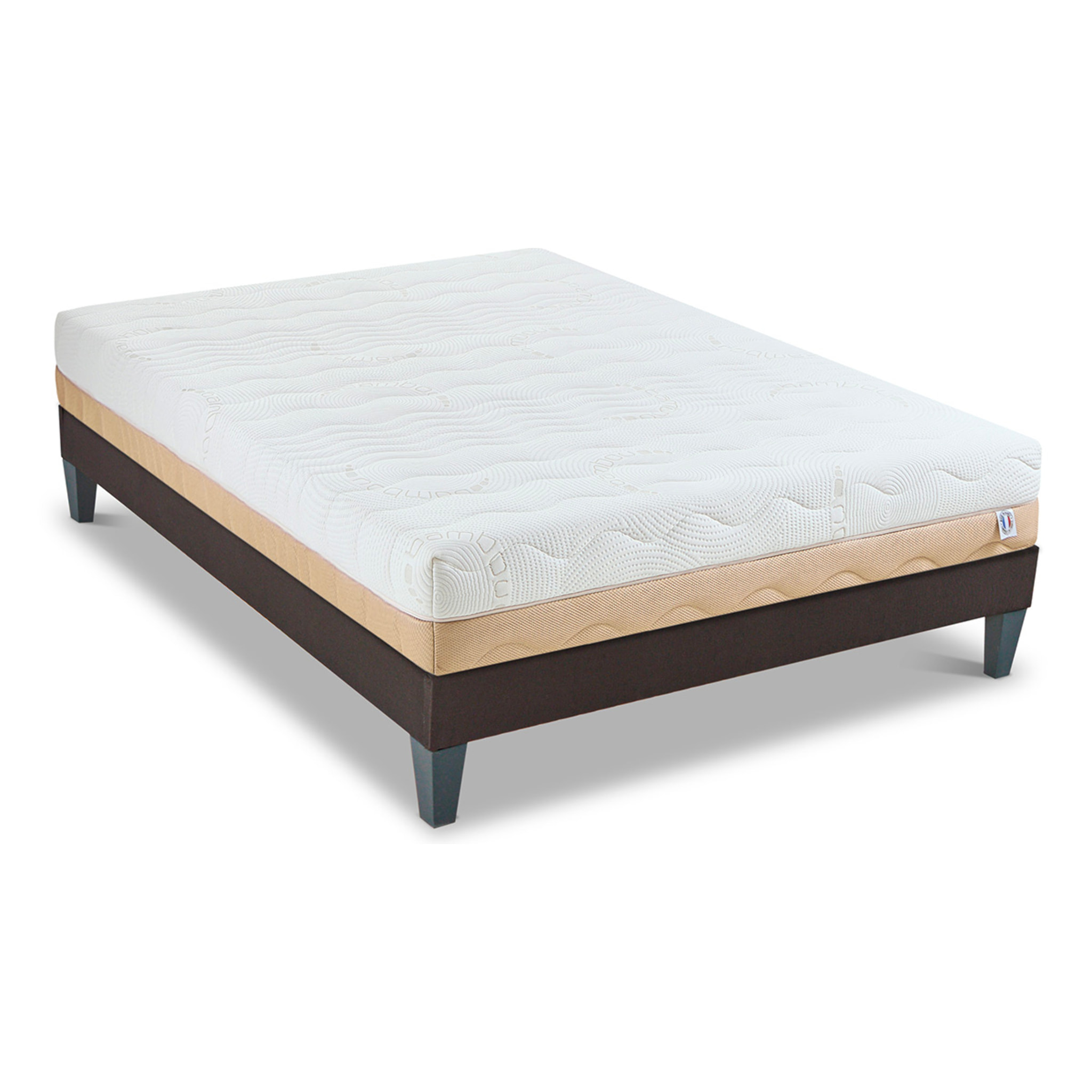 Ensemble Matelas Leman & Sommier KIT15, 25 cm, Mousse Supersoft Haute Résilience, Technologie Tri-Lattes, Soutien Medium