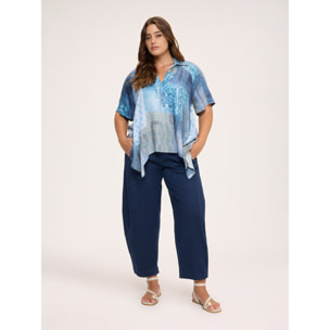 Fiorella Rubino - Blusa con estampado bandana difuminado - Azul